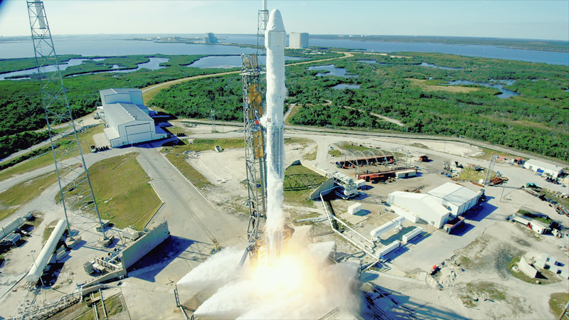 The B1035 Falcon 9 launching from Cape Canaveral Air Force Station on December 15, 2017.